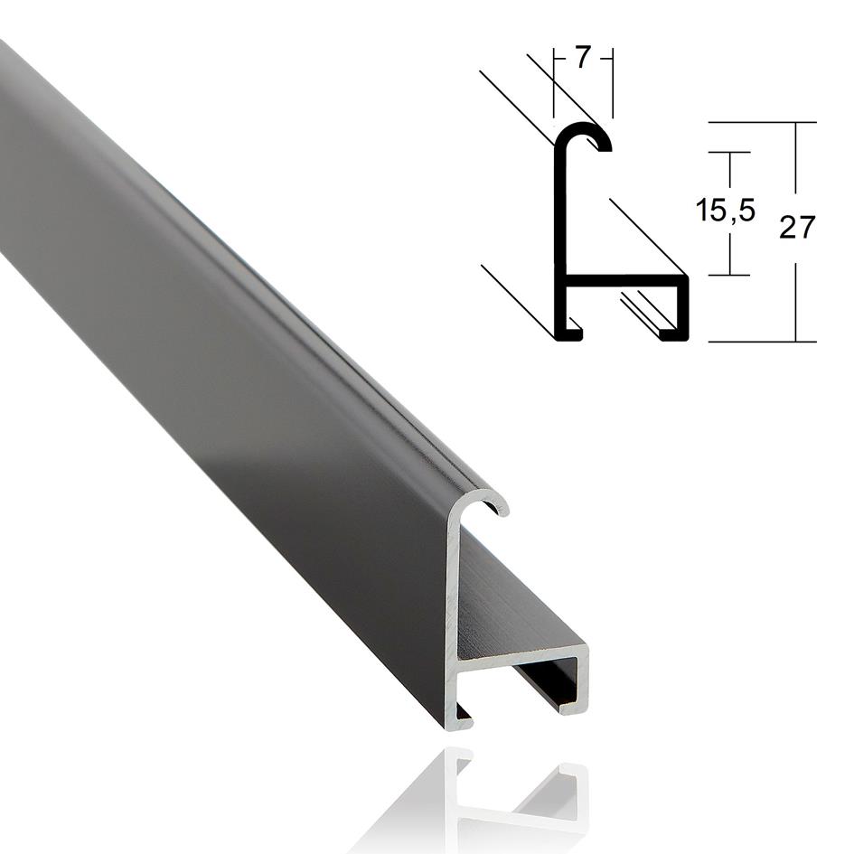 Alu 0,7cm schwarz seidenglanz